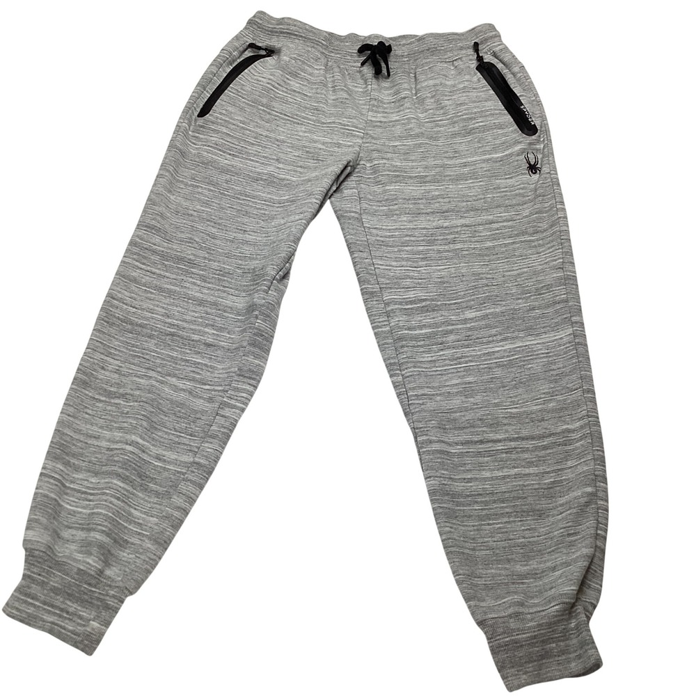 Spyder Active Men's Gray Heathered Jogger Sweatpants Size L/G‎ Zipper Pockets